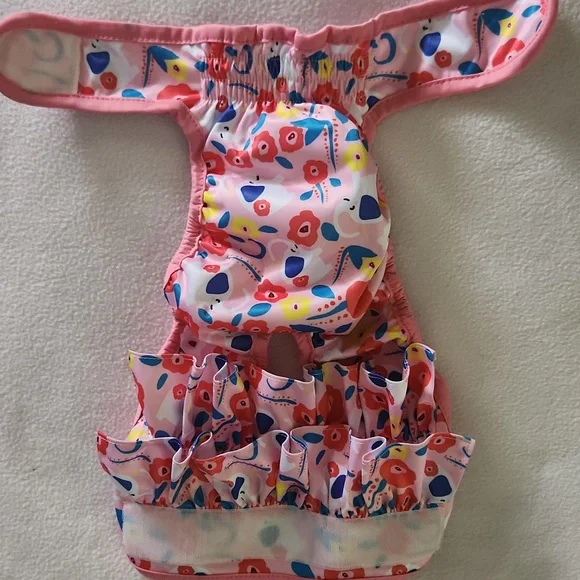 Female Washable Doggy Wrap Diaper - Floral Pink - Picture 7 of 7